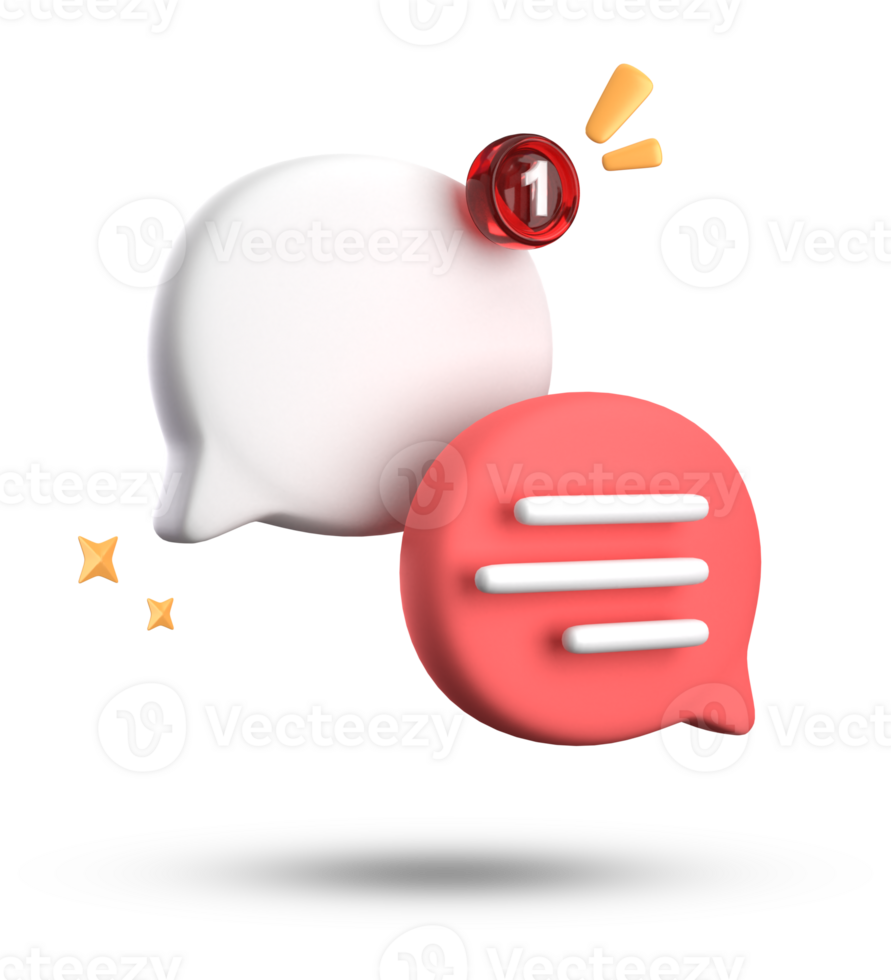 3d rendering of speech bubble with notification icons, 3D pastel chat icon set. Set of 3d speak bubble. png