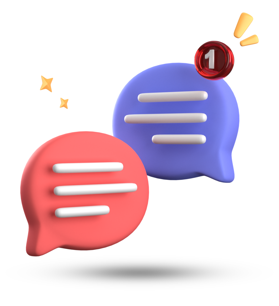 3d rendering of speech bubble with notification icons, 3D pastel chat icon set. Set of 3d speak bubble. png