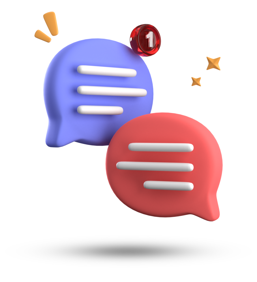 3d rendering of speech bubble with notification icons, 3D pastel chat icon set. Set of 3d speak bubble. png