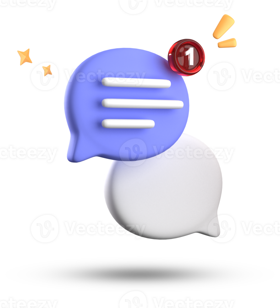 3d rendering of speech bubble with notification icons, 3D pastel chat icon set. Set of 3d speak bubble. png
