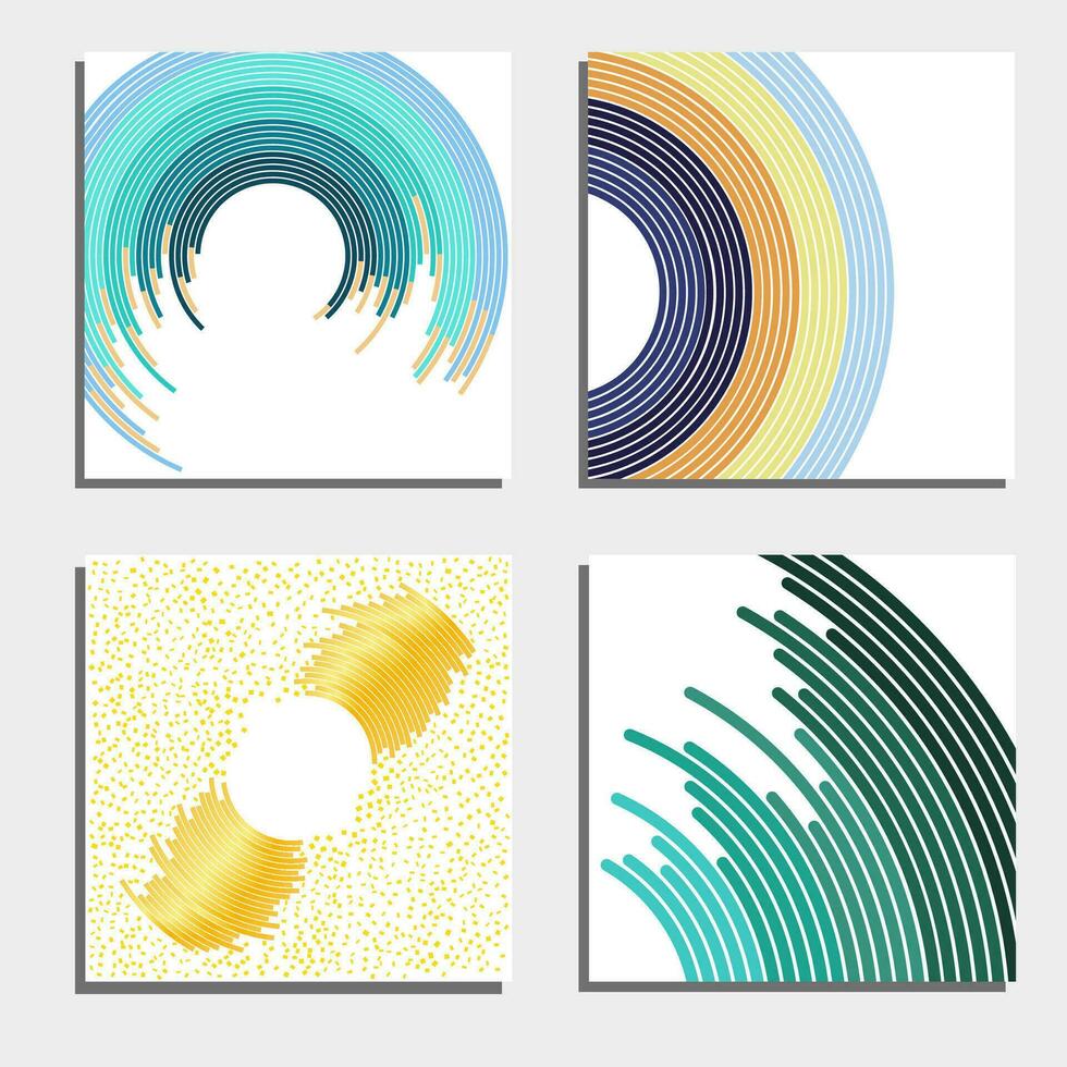 Set of four beautiful abstract backgrounds. Abstract flash light circles. Vector illustration.