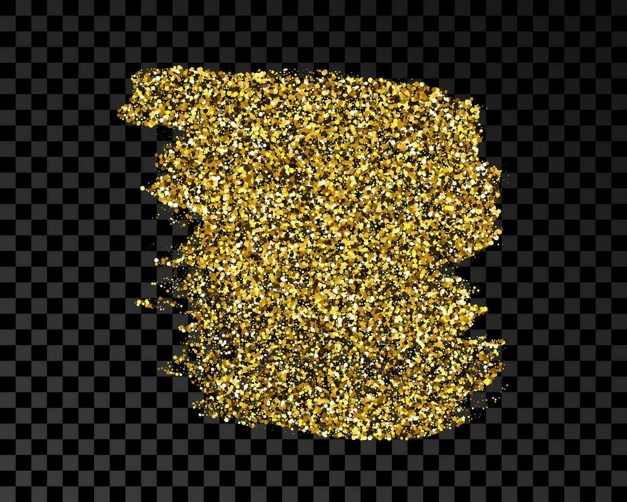 Hand drawn ink spot in gold glitter. Gold ink spot with sparkles isolated on dark background. Vector illustration