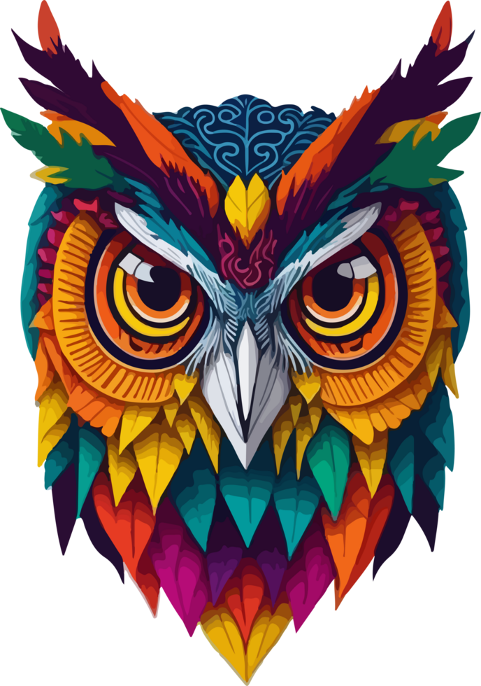 Colorful Owl Logo Illustration with AI Generative png