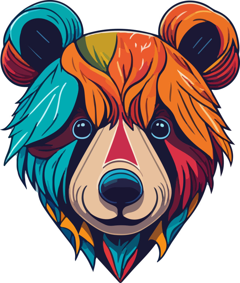 Colorful Cute Bear Logo Illustration AI Generative 29108321 PNG