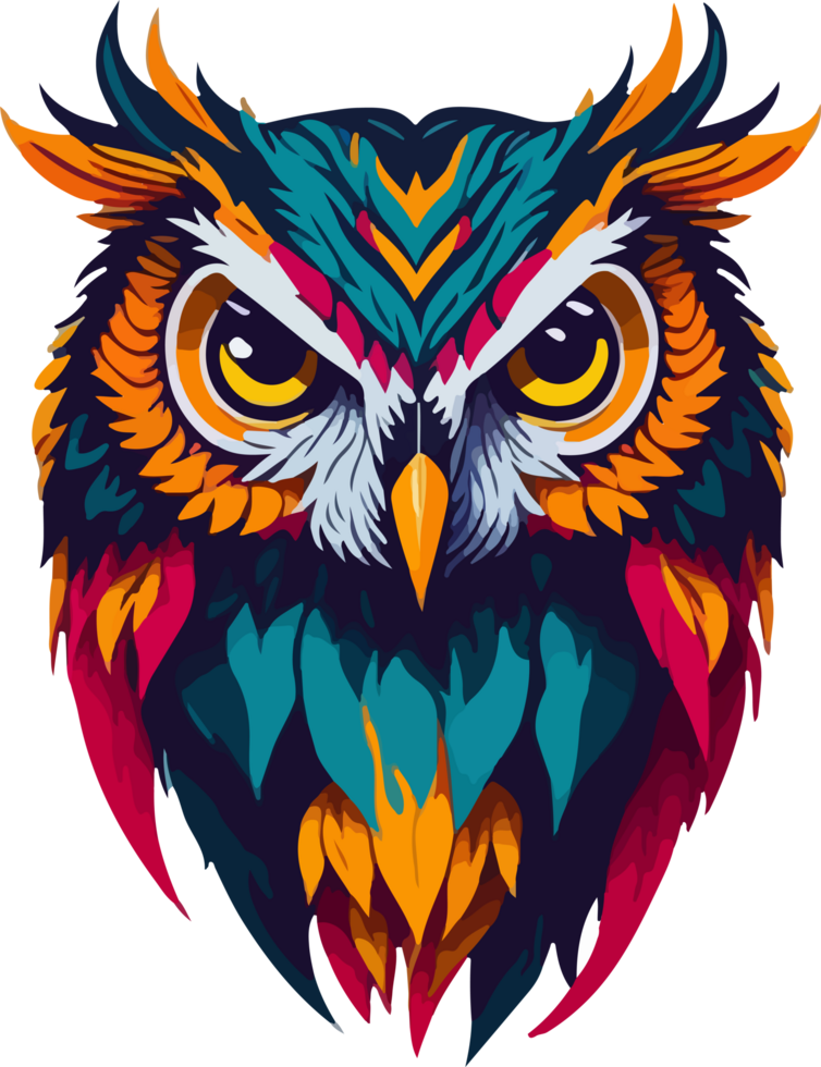 Colorful Owl Logo Illustration AI Generative png