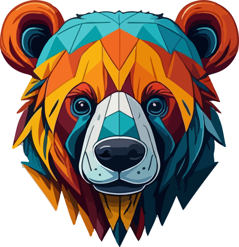 kleurrijk schattig beer logo PNG vrij met ai generatief