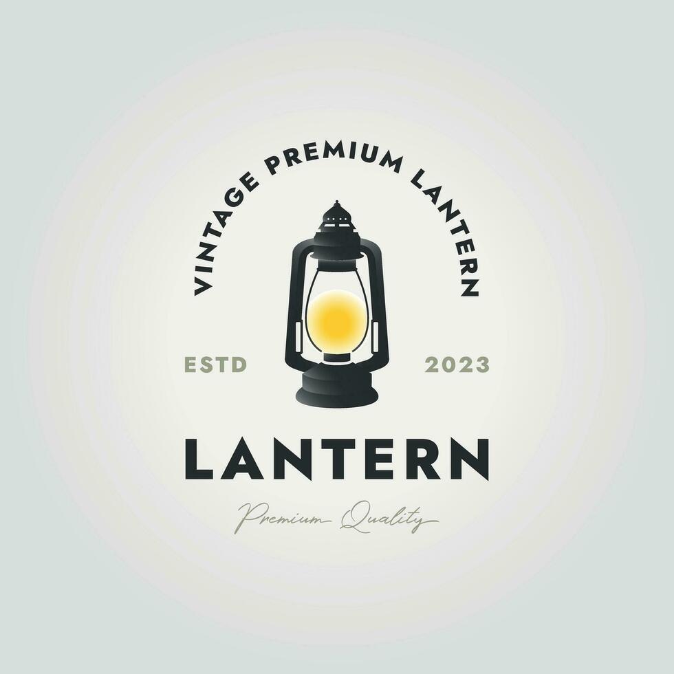 Vintage Lantern Logo Icon Vector, Illustration Typography of Streetlamp vector