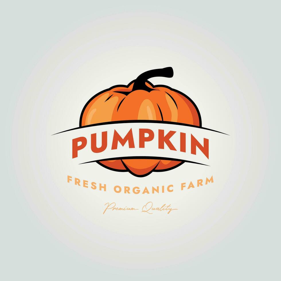 label of simple vintage pumpkin logo vector design illustration with typography