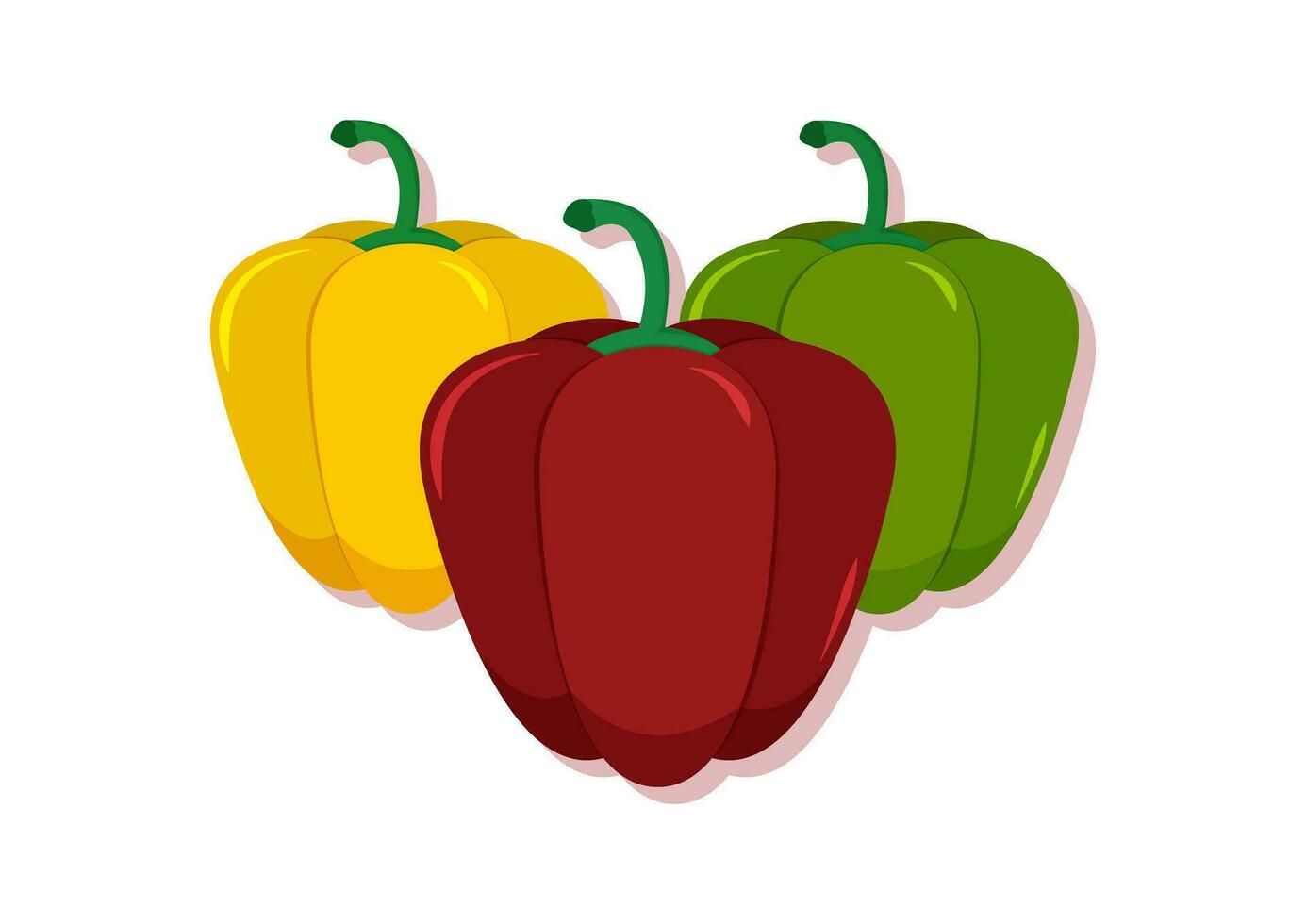 Vector illustration of red, yellow and green pepper fresh vegetable. Delicious healthy food