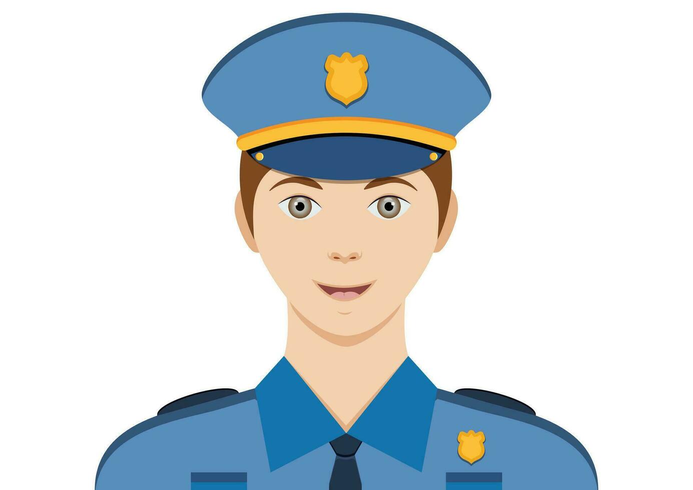 retrato de policía hombre personaje clipart vector en blanco antecedentes