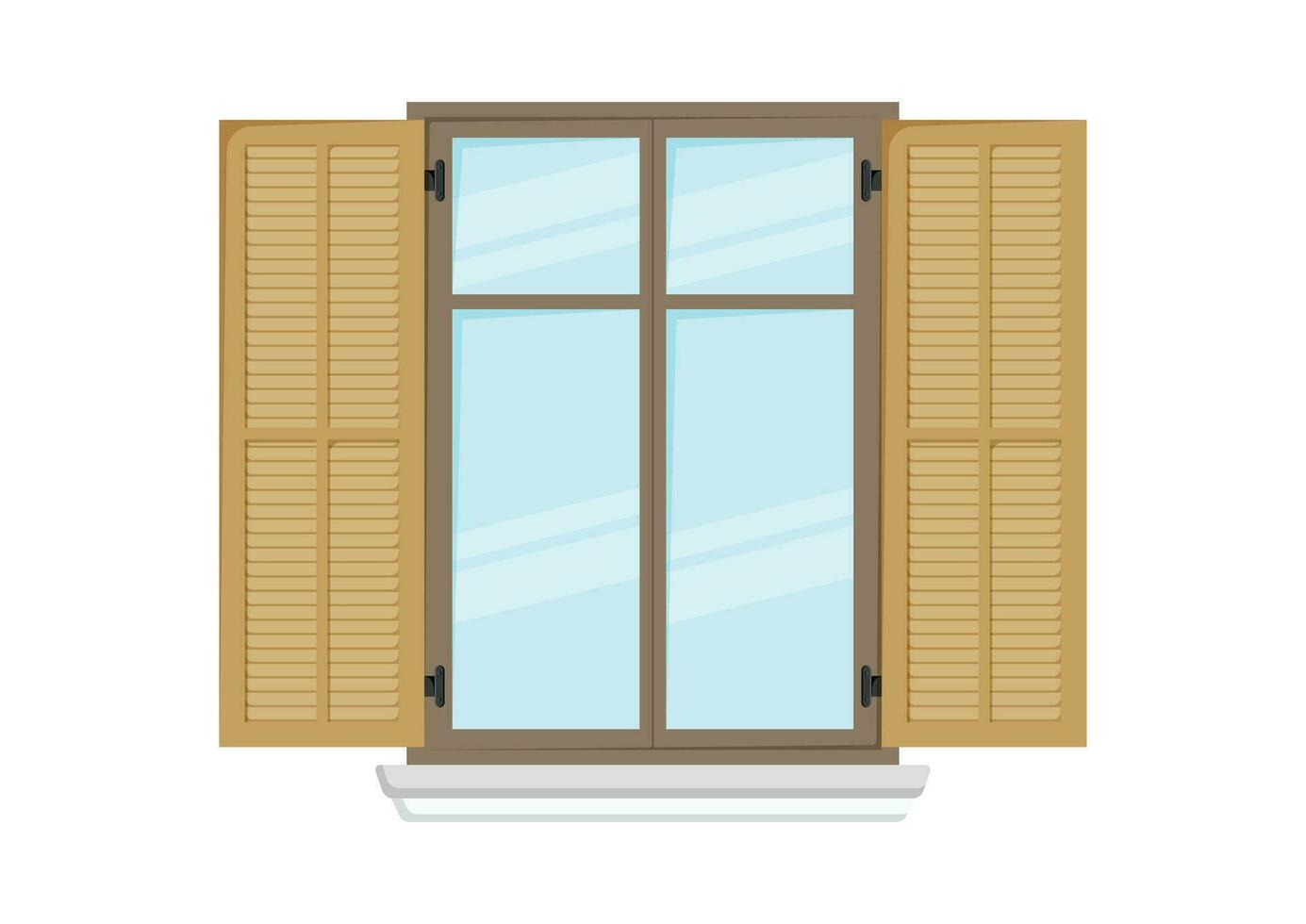 casa ventana con persianas vector plano diseño