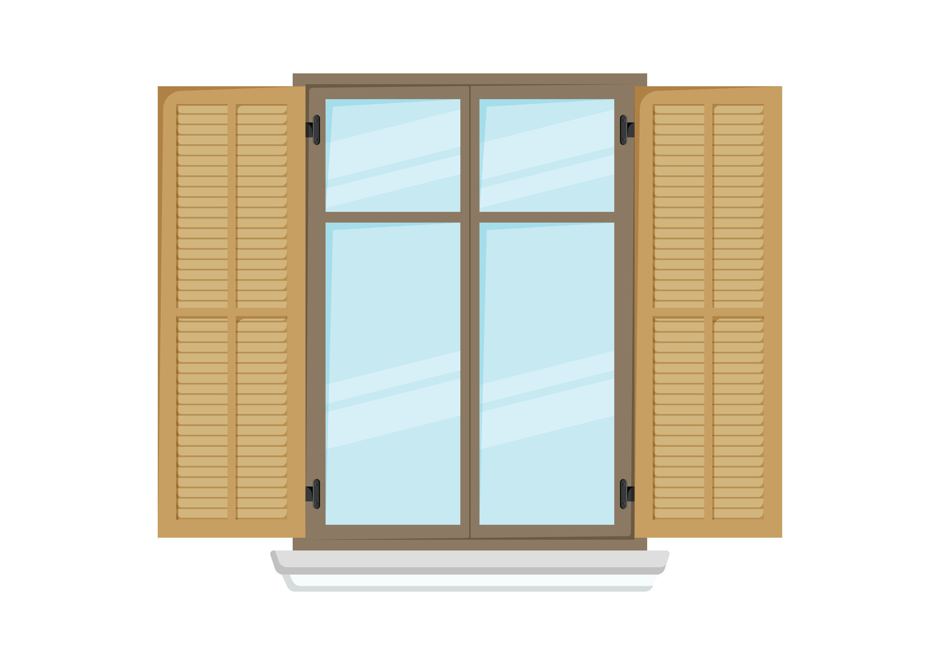 House Window with Shutters Vector Flat Design 29108772 Vector Art at