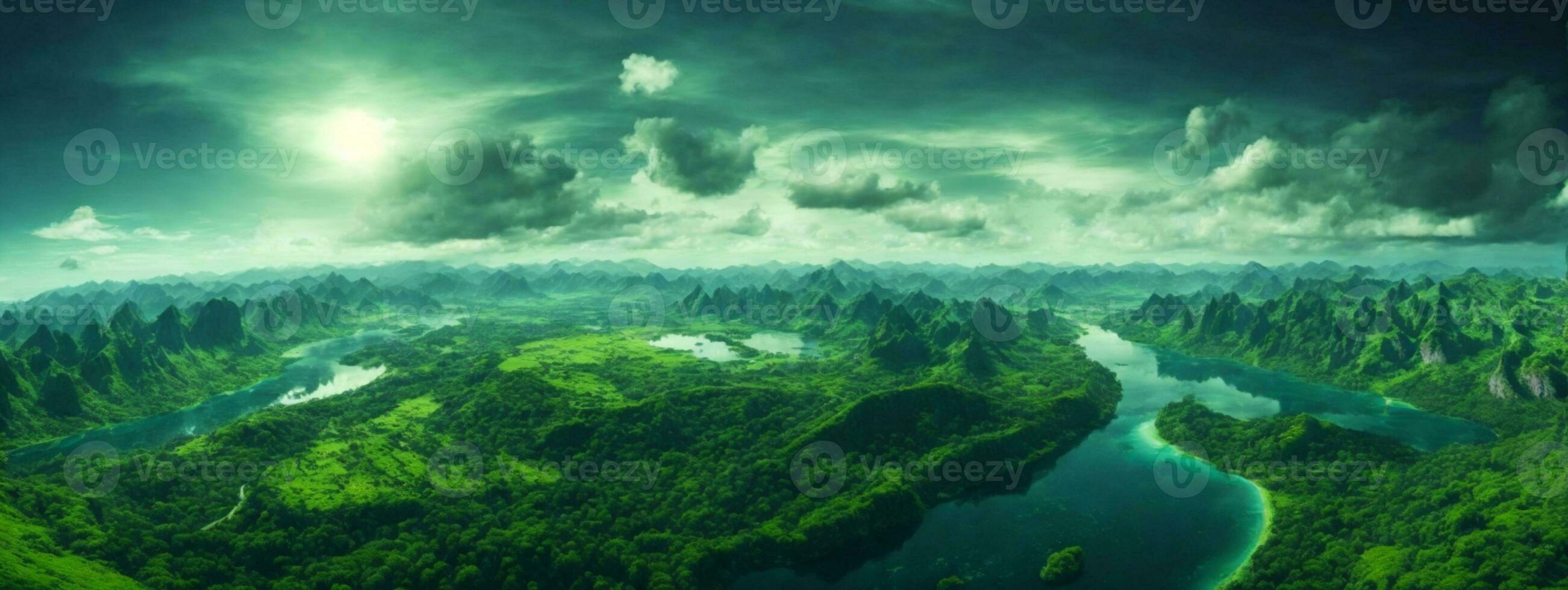 Green planet - Earth. AI generated photo