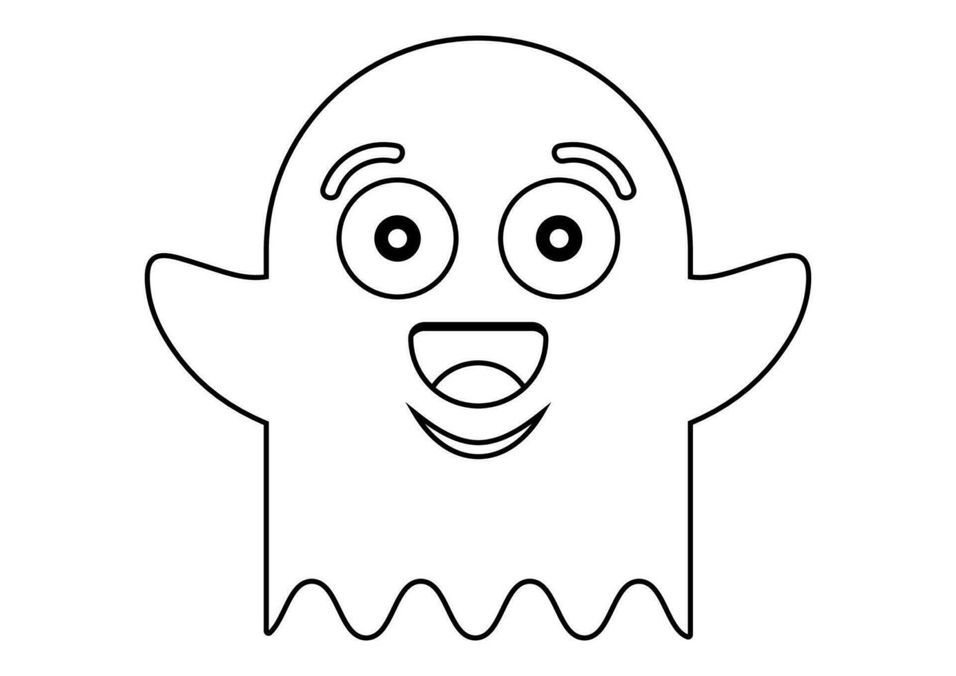 Coloring Page of a Ghost Cartoon Character Vector