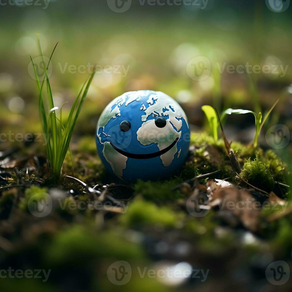 Lovely and beautiful planet Earth Smiling on World Smile Day photo