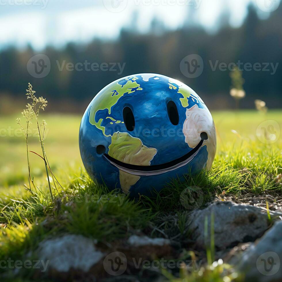 Lovely and beautiful planet Earth Smiling on World Smile Day photo