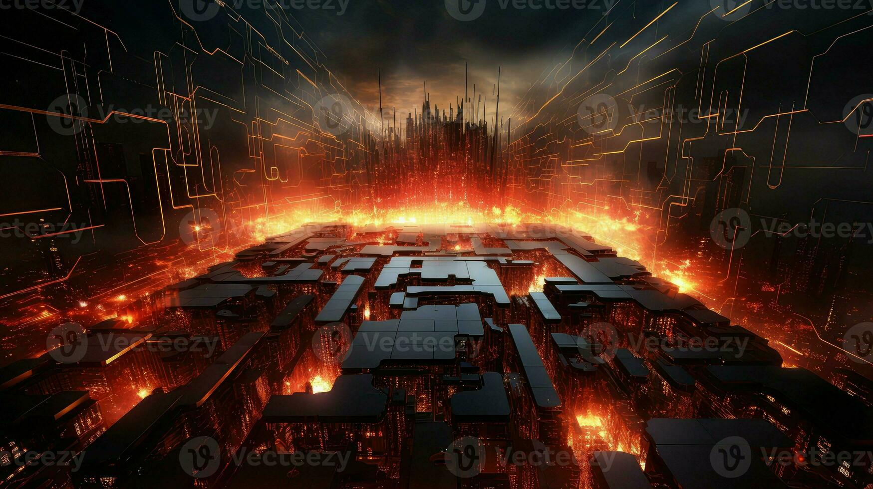design circuitry eruption explosion ai generated photo