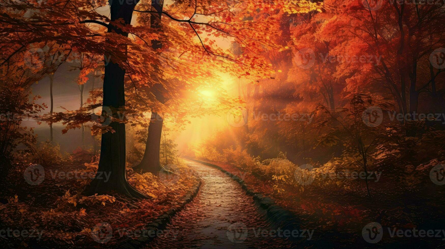 scenery autumnal splendor deciduous ai generated photo