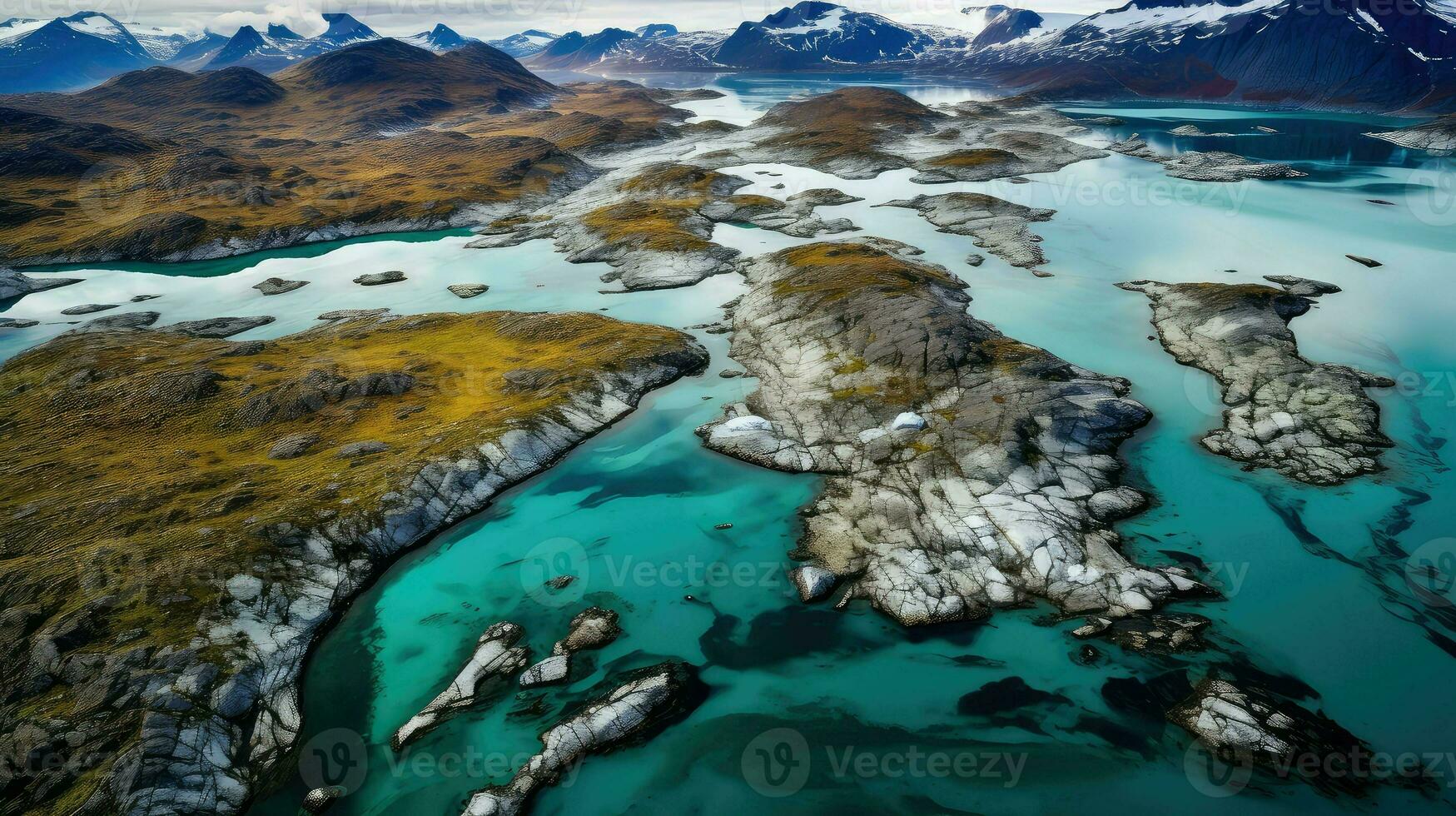 glaciar isla glacial lagos ai generado foto