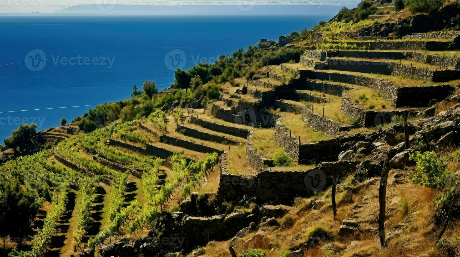 travel greek vineyard terraces ai generated photo