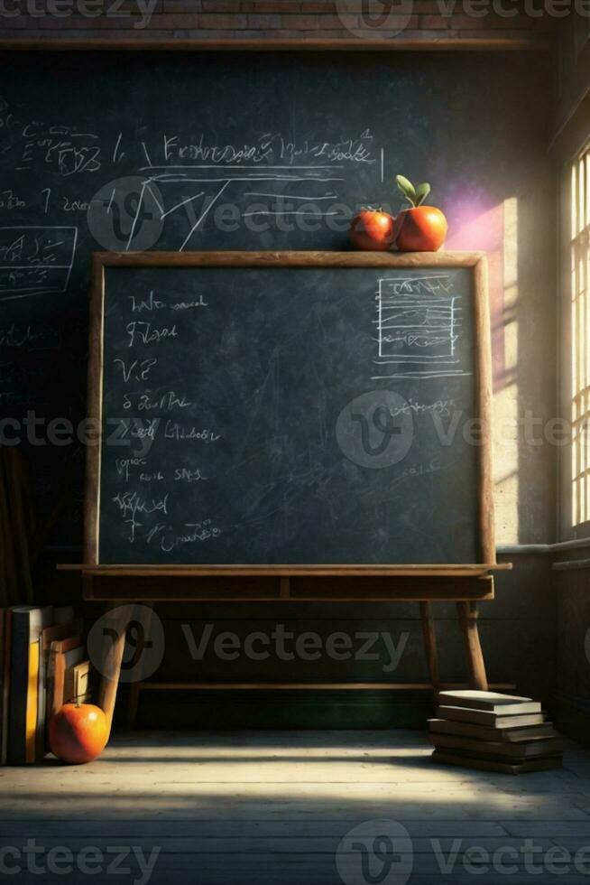 Vintage blackboard or school slate. AI generated photo