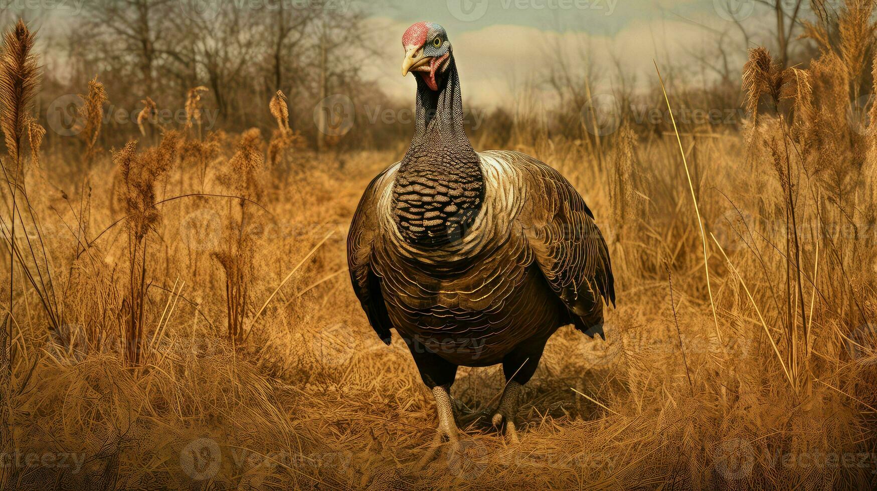 life prairie wild turkey ai generated photo