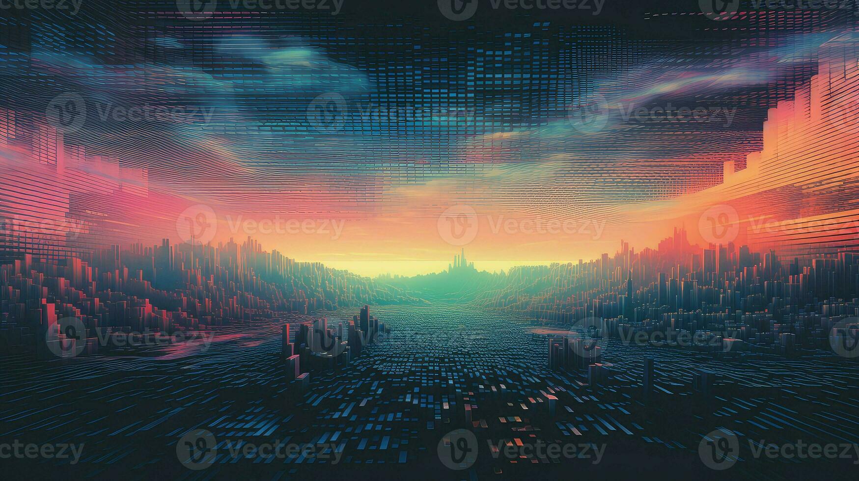 dream pixelated dreams landscape ai generated photo