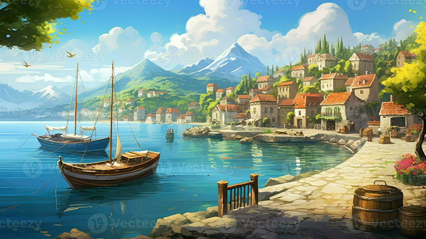 travel rustic fishing villages ai generated photo