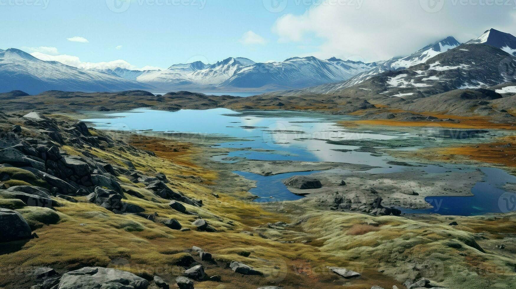 landscape island glacial lakes ai generated photo