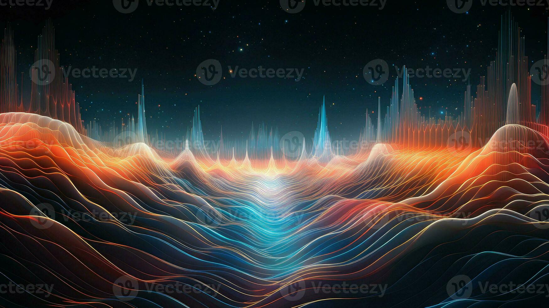 glow waveform dreams abstract ai generated photo