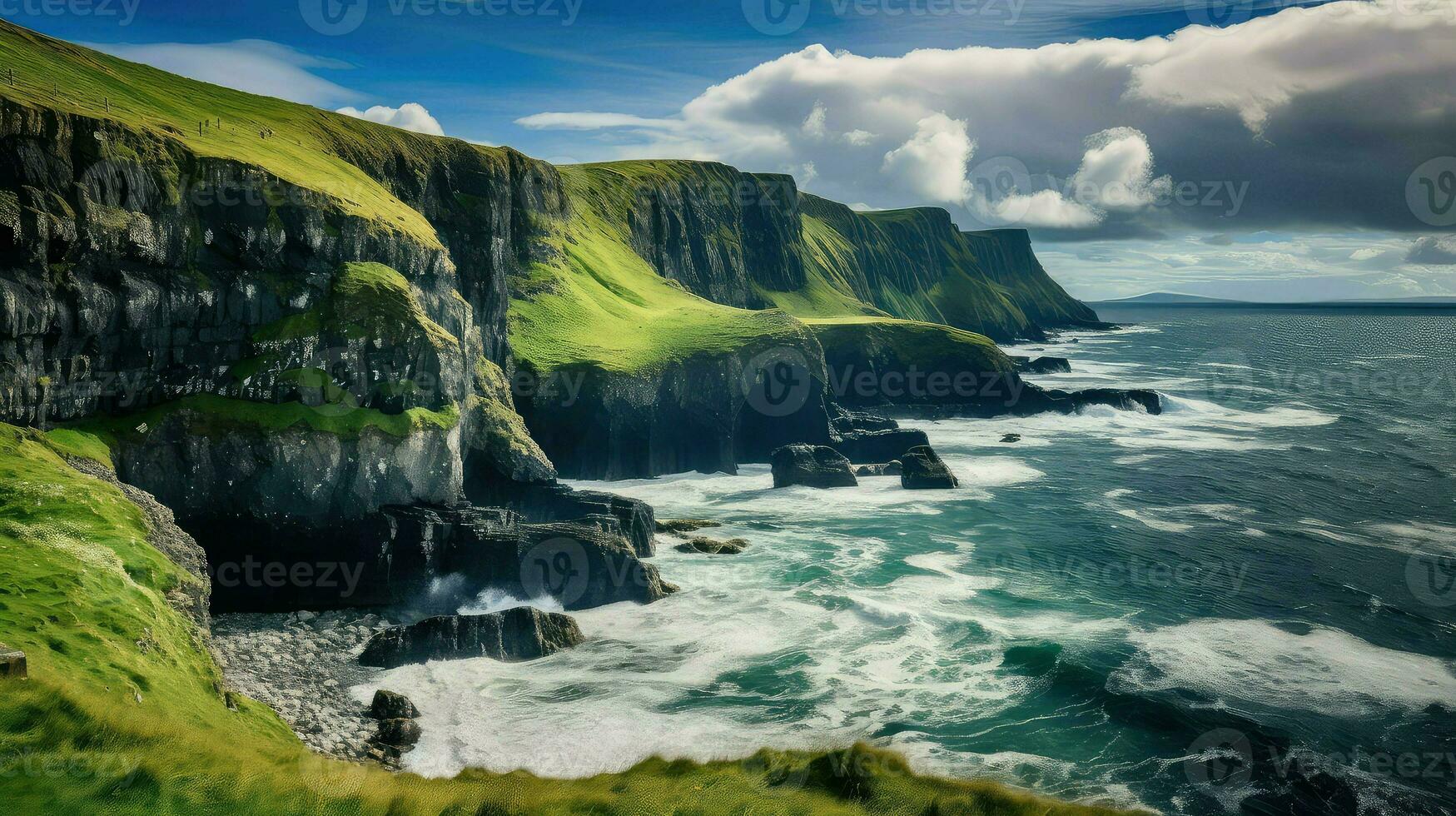 irish craggy coast ireland ai generated photo