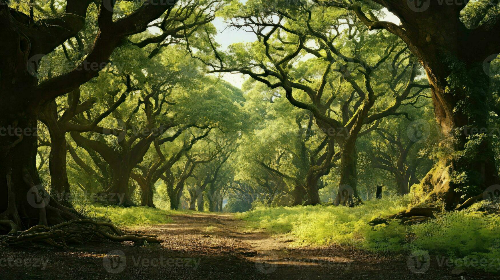 landscape oak woodland forest ai generated photo