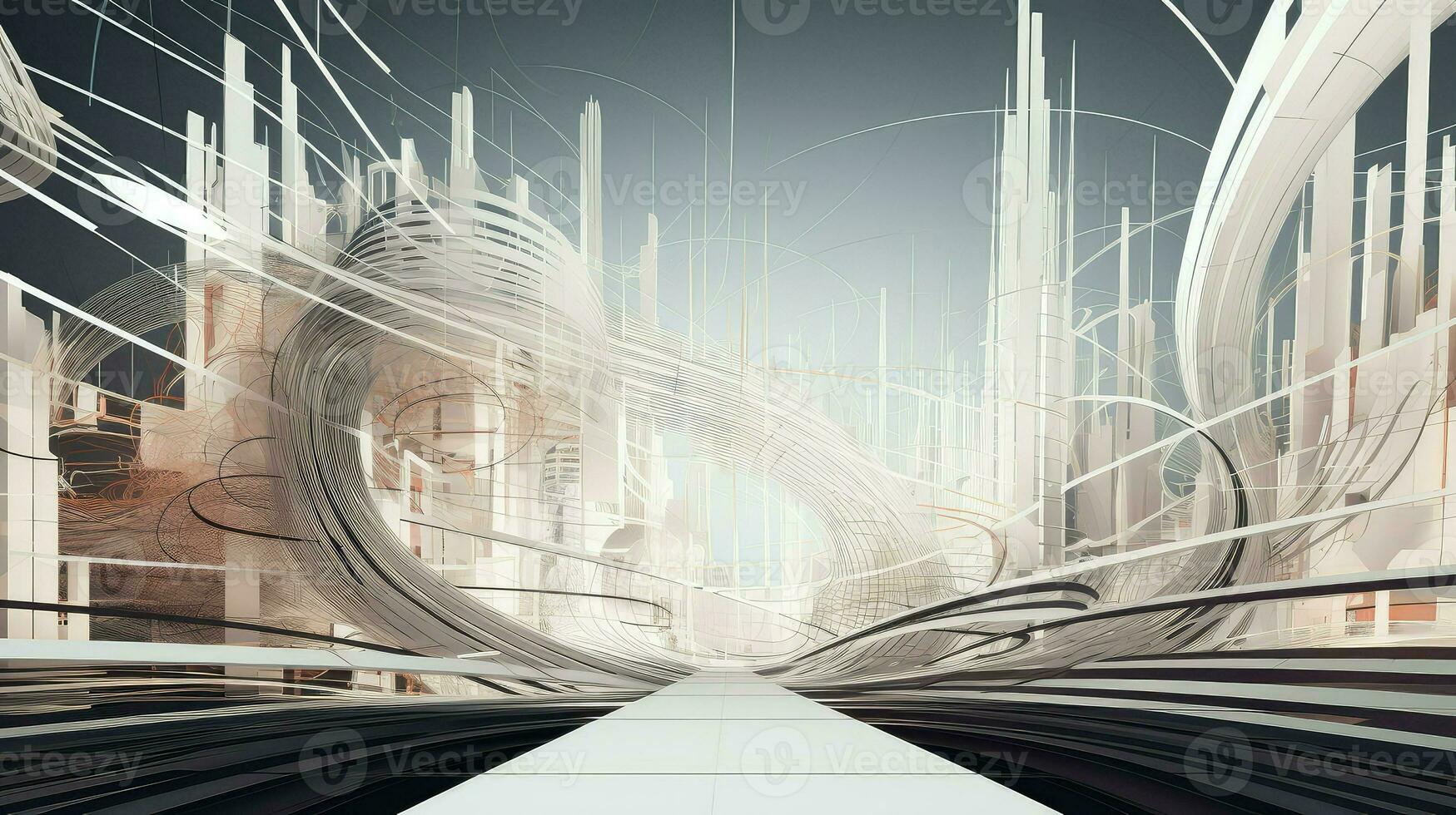 perspective wireframe architecture abstract ai generated photo