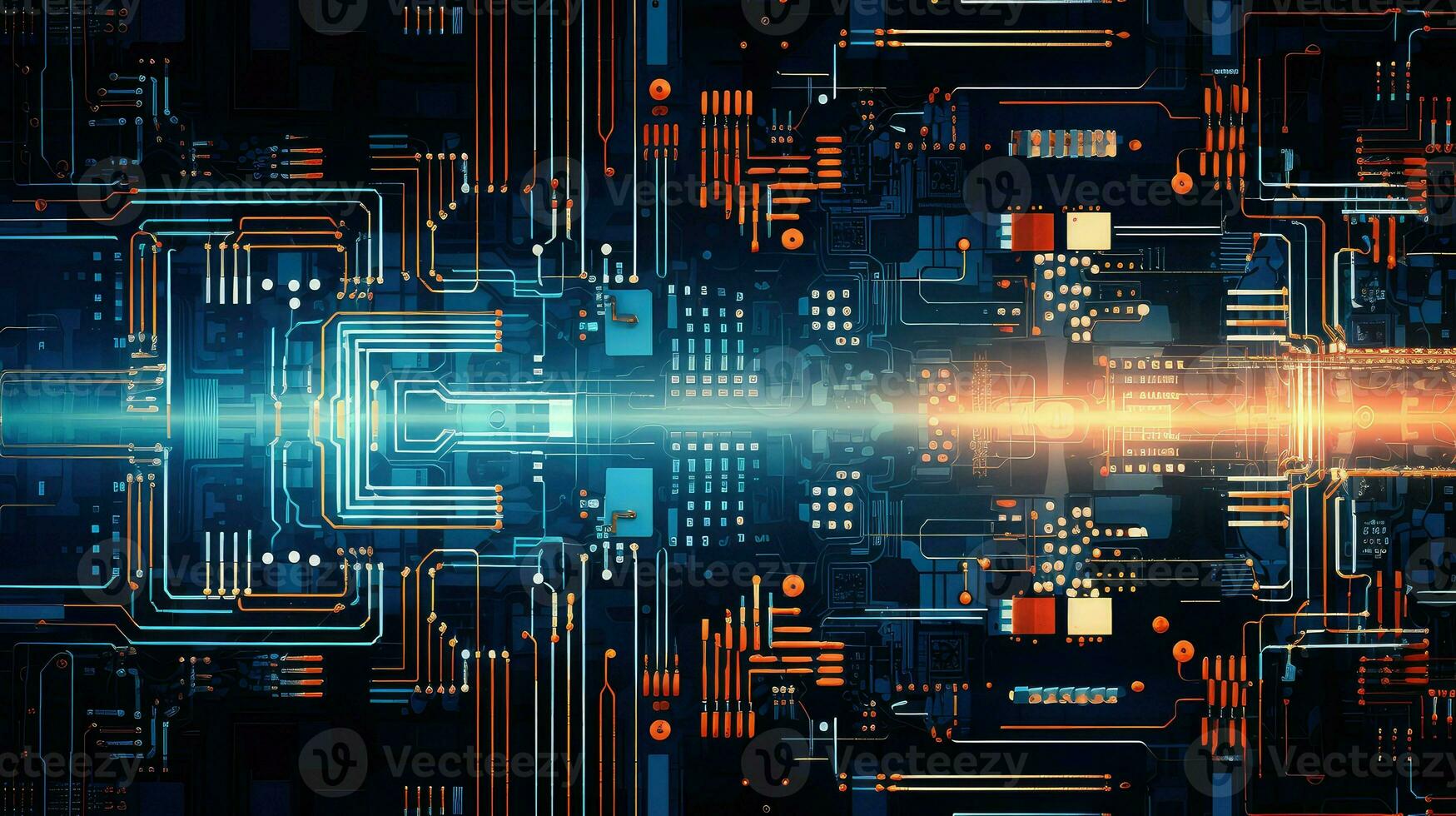digital pixelated techno circuitry ai generated photo