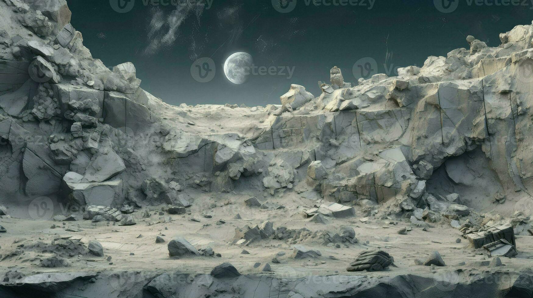 technology moon regolith landscape ai generated photo