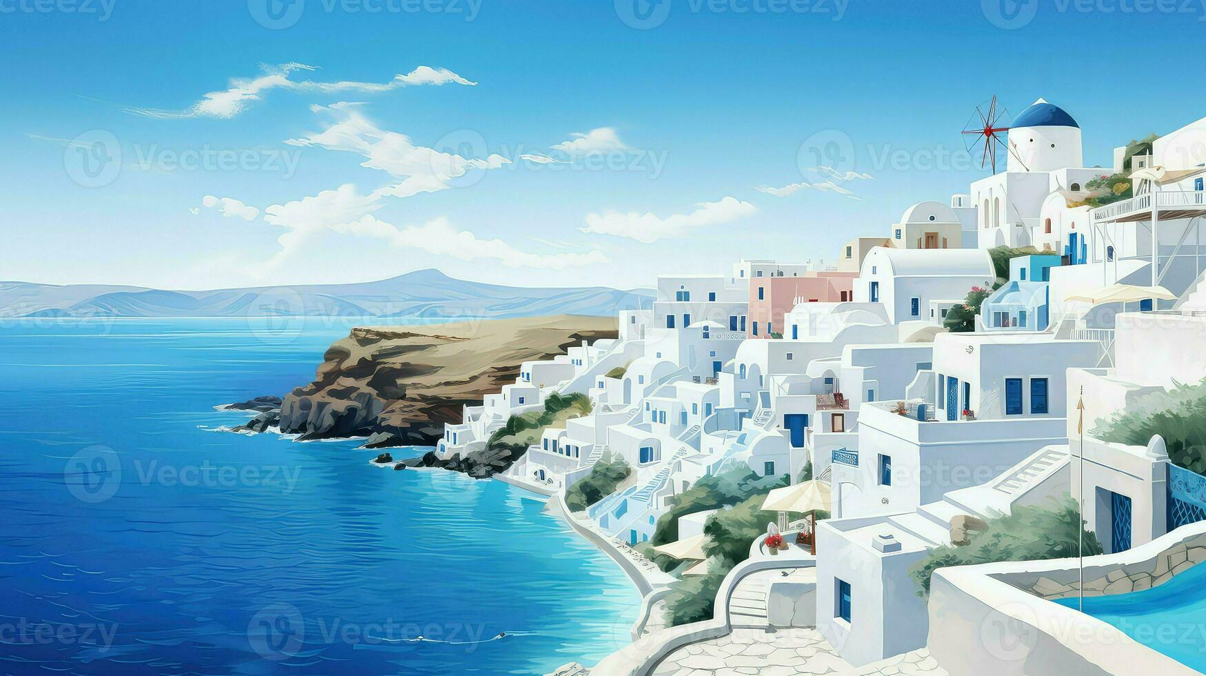 paisaje griego isla retiros ai generado foto