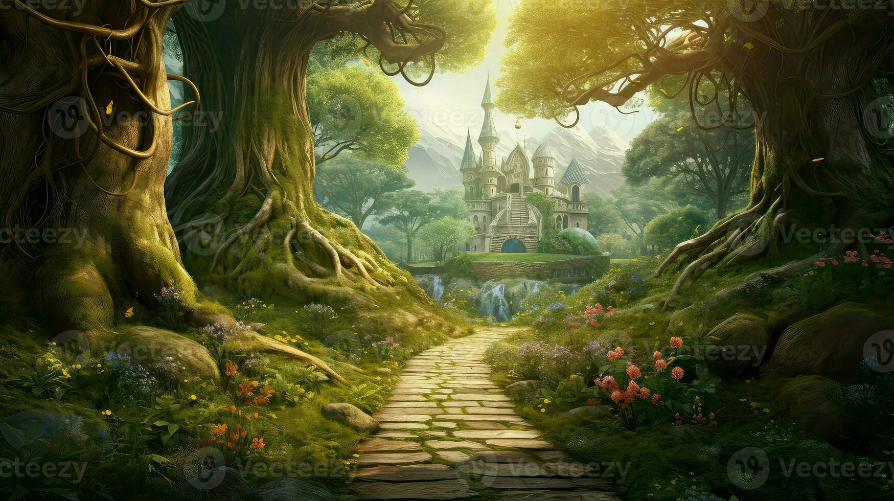 landscape fairytale forest forest ai generated photo