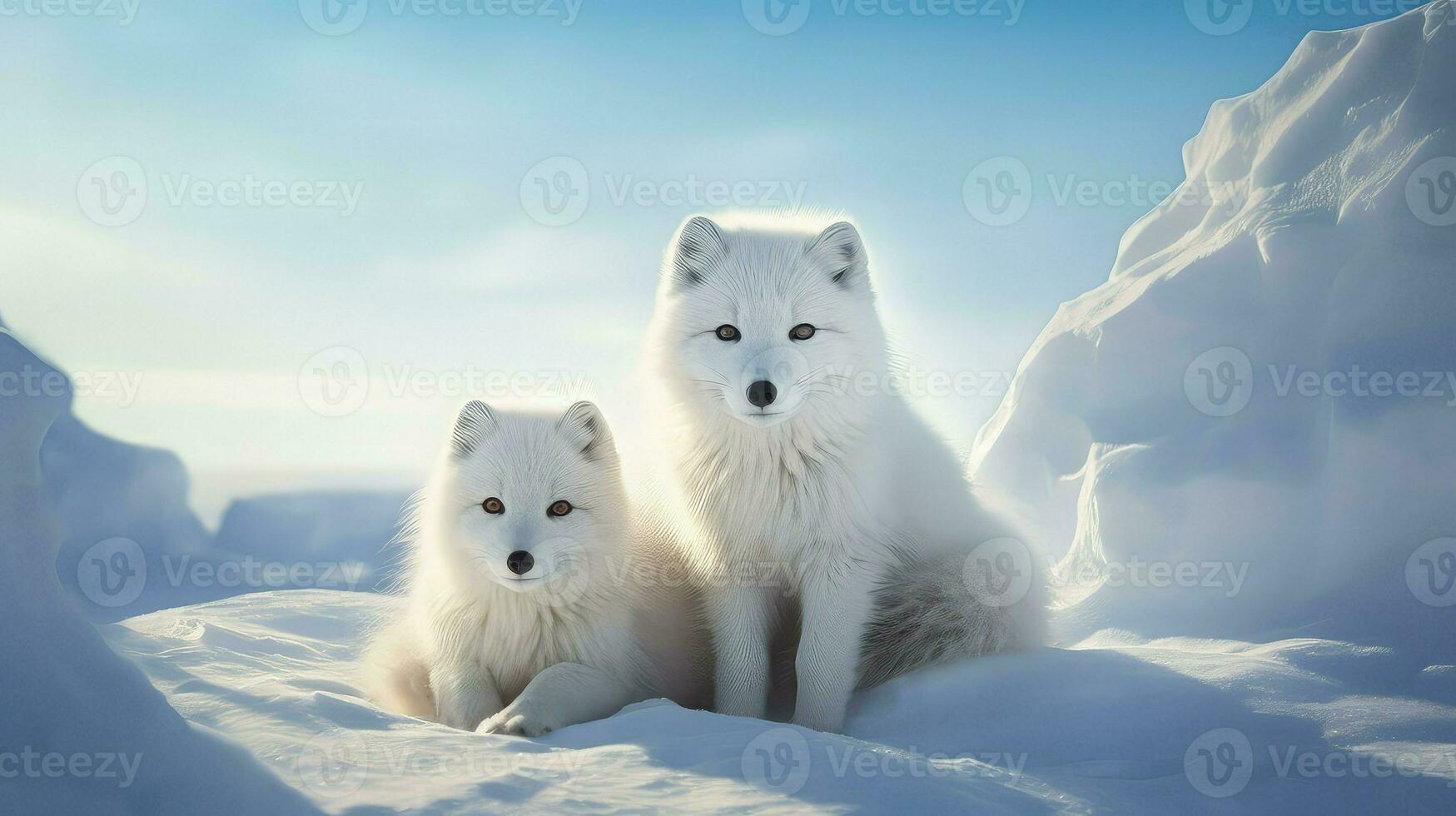 winter polar foxes cute ai generated photo