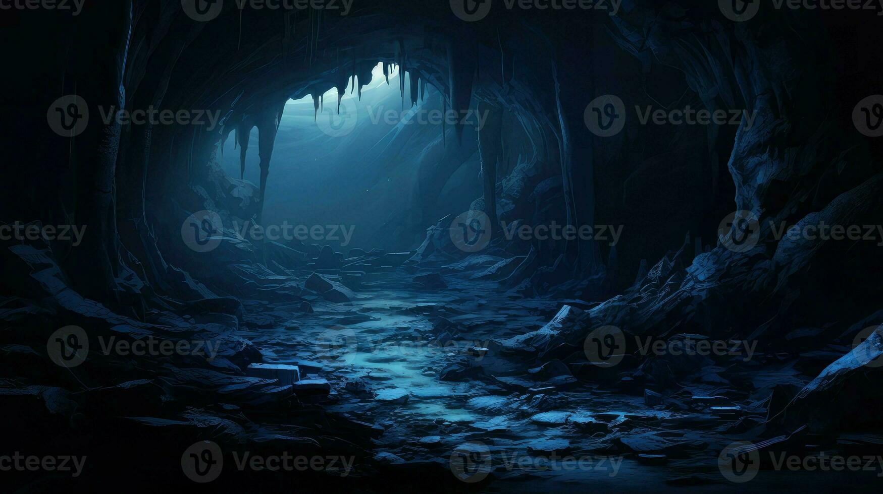 background moon dark caves ai generated photo