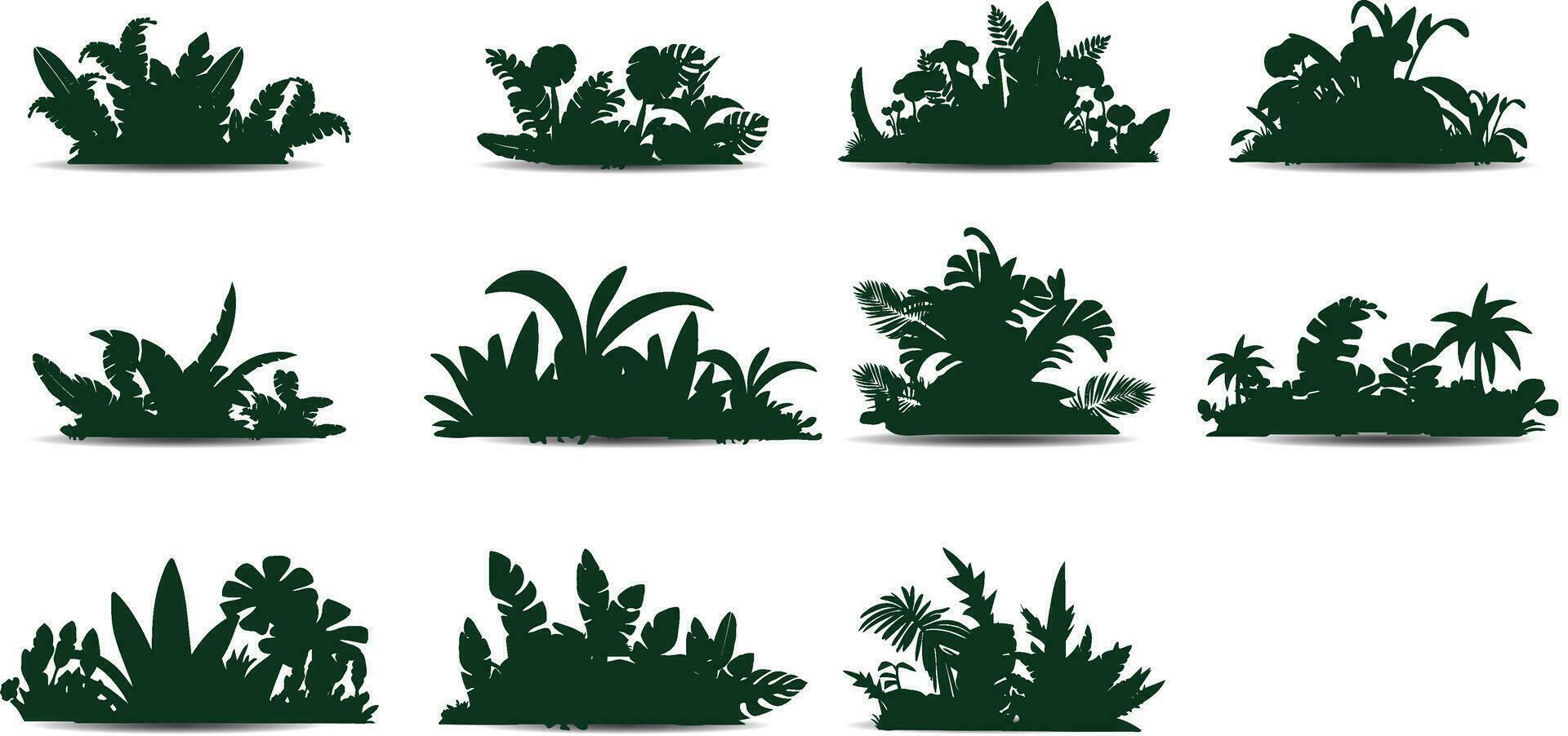 Bush vector icon set. Simple flat illustration of grass silhouette. a collection of grass and shrubs. vector eps 10