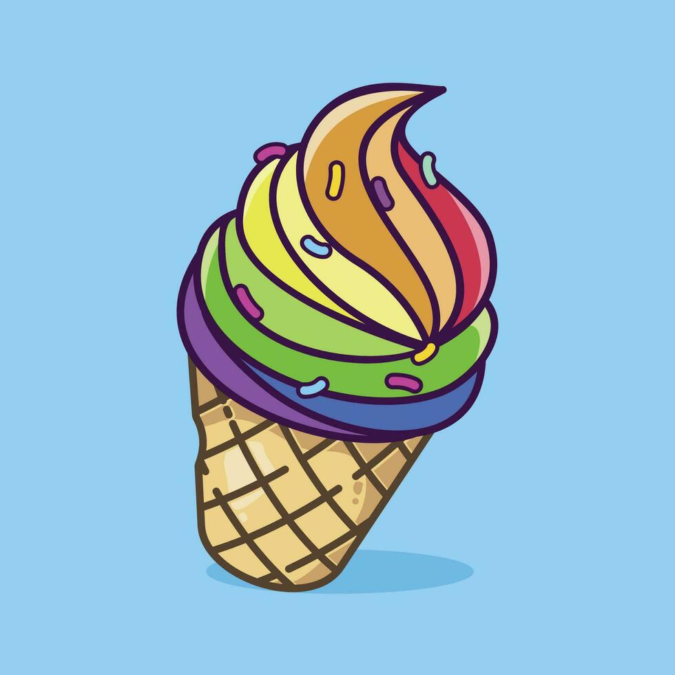 pride color ice cream cone vector