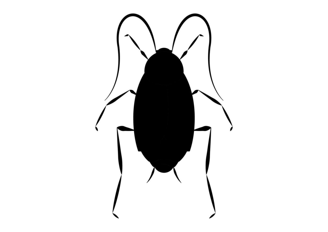 Black and White Oriental Cockroach Clipart Vector isolated on White Background