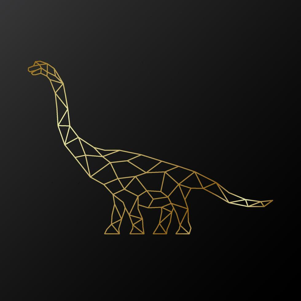 Golden polygonal Brachiosaurus dinosaur vector