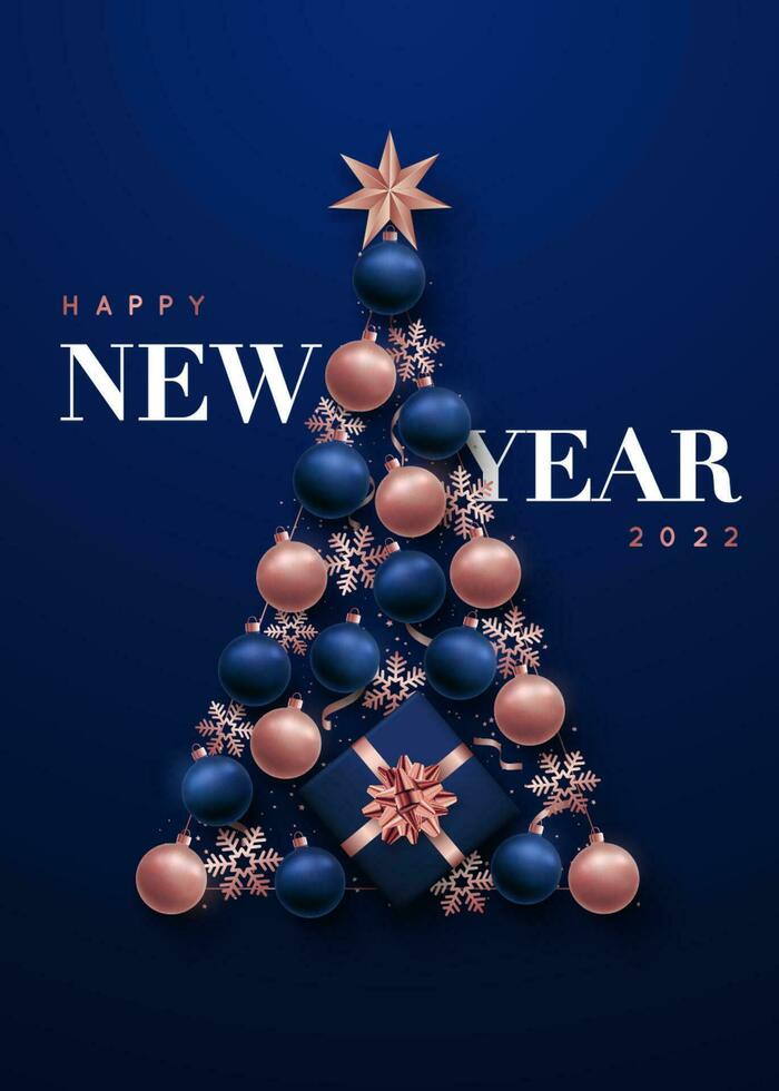 Luxurious abstract Christmas tree in the form of New Year decorations. vector