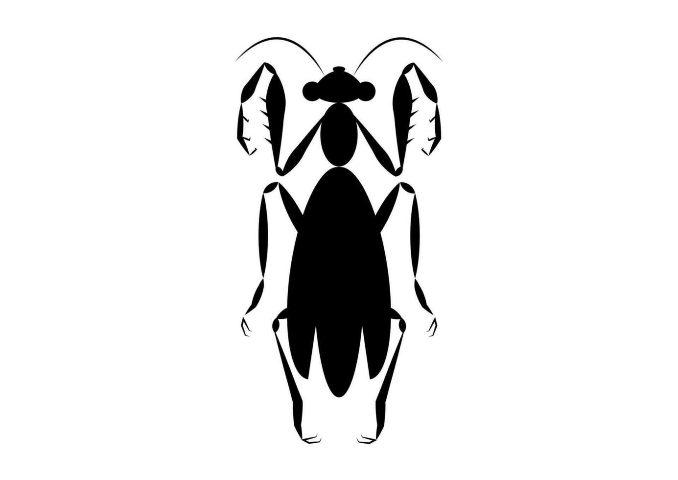 Black and White Praying Mantis Silhouette in Flat Style.Vector Black Grasshopper vector