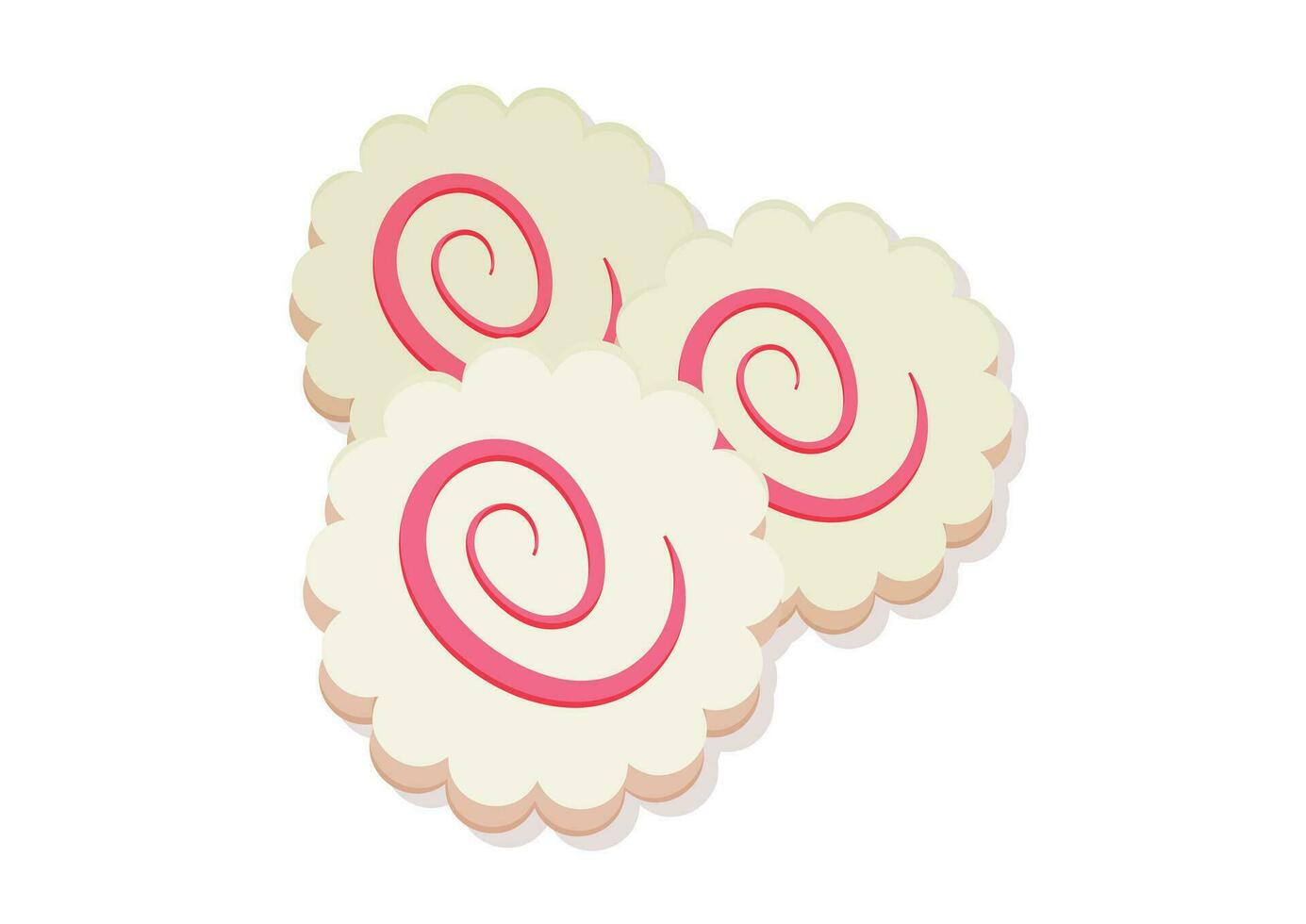 Japanese Narutomaki Fish Vector Flat Design Isolated On white Background. Japanese Food