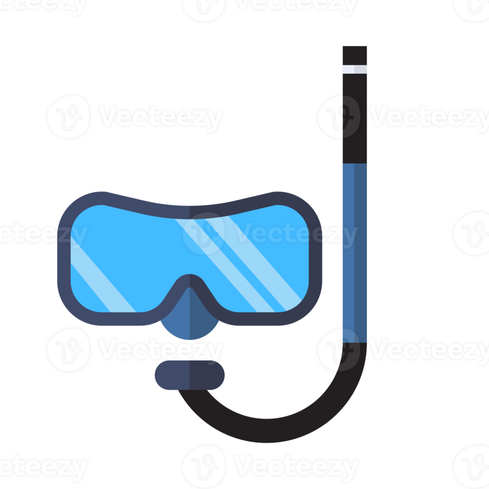 Diving mask with snorkel flat design icon png
