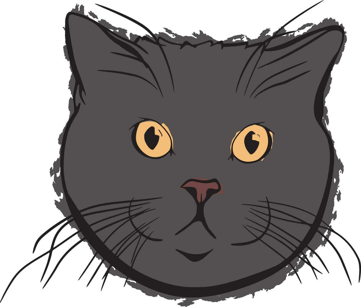 mano dibujado negro gato vector