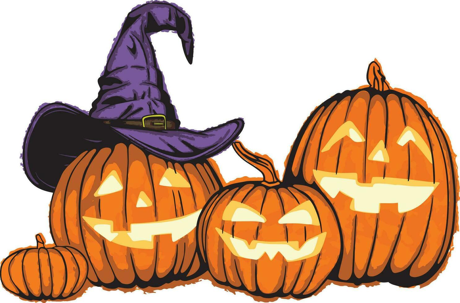 Hand Drawn Halloween Pumpkins vector