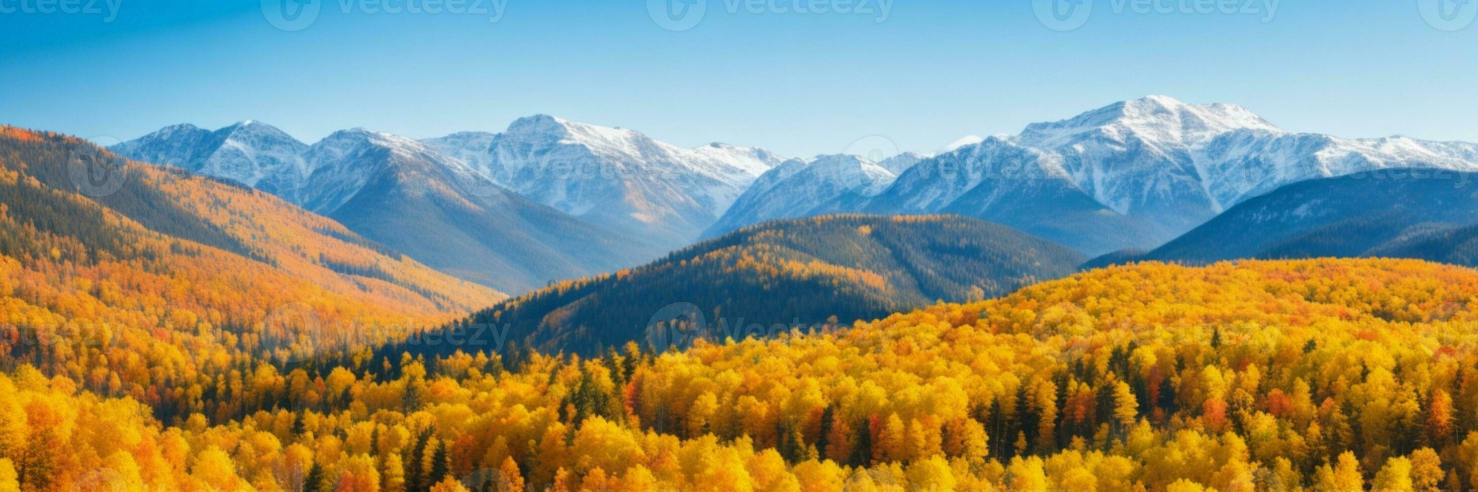 Panorama mountain autumn landscape. AI generated photo